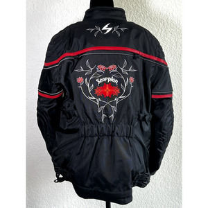 SCORPION EXO PADDED GET STUNG WOMENS MOTO JACKET‎ BLACK RED FLORAL- SIZE 1W